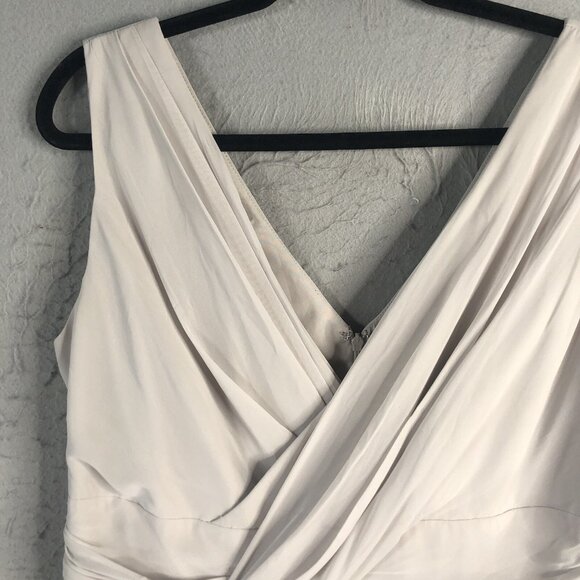 Vivian Diamond Formal Dress Womens 18 Gray Maxi Wedding Ruched Event Occasion - Picture 14 of 16